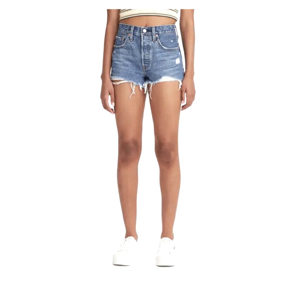 BP. Ripped High Waist Denim Mom Shorts